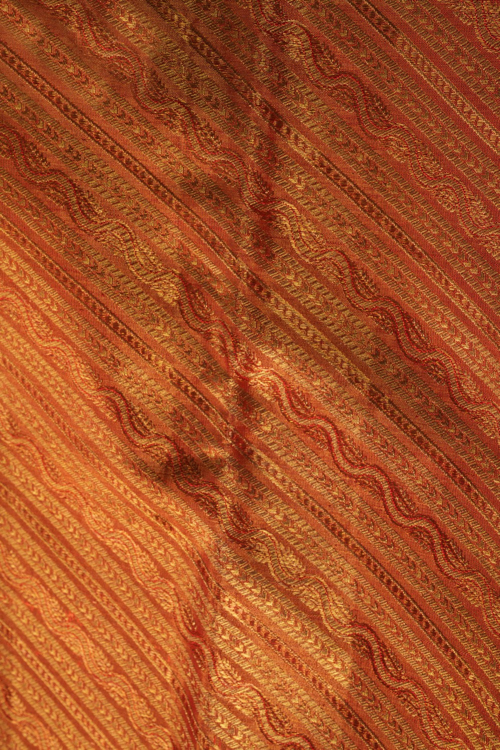 Image of Gold Red Brocade Kanchivaram Silk Saree